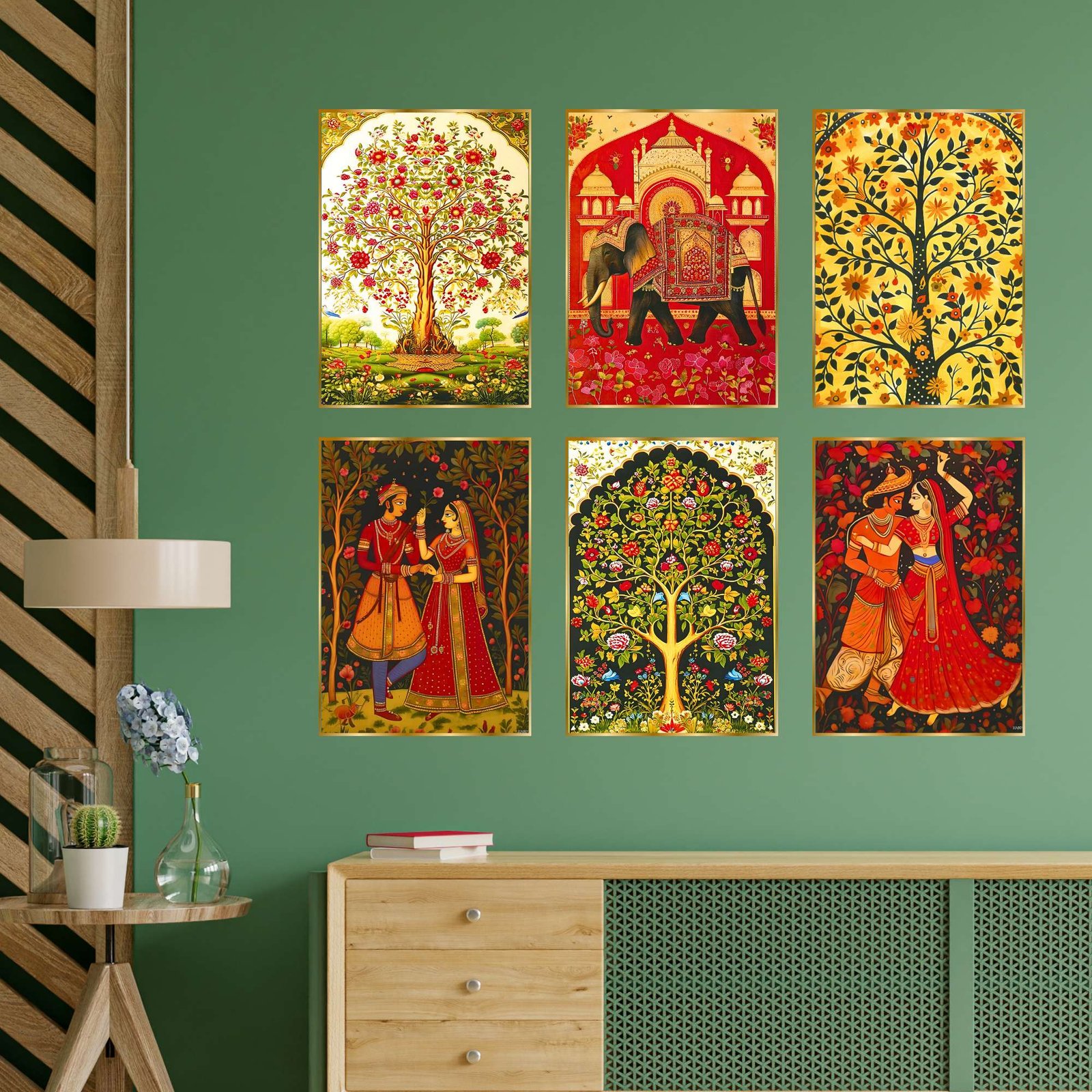 Set of Six Wall Paintings for Wall Dacoration Golden Framed Wall Paintings for Living Room & Bedroom Wall Art for Home Decoration & Office Wall Décor (17x13 inch CH-GD6-10) - Image 2
